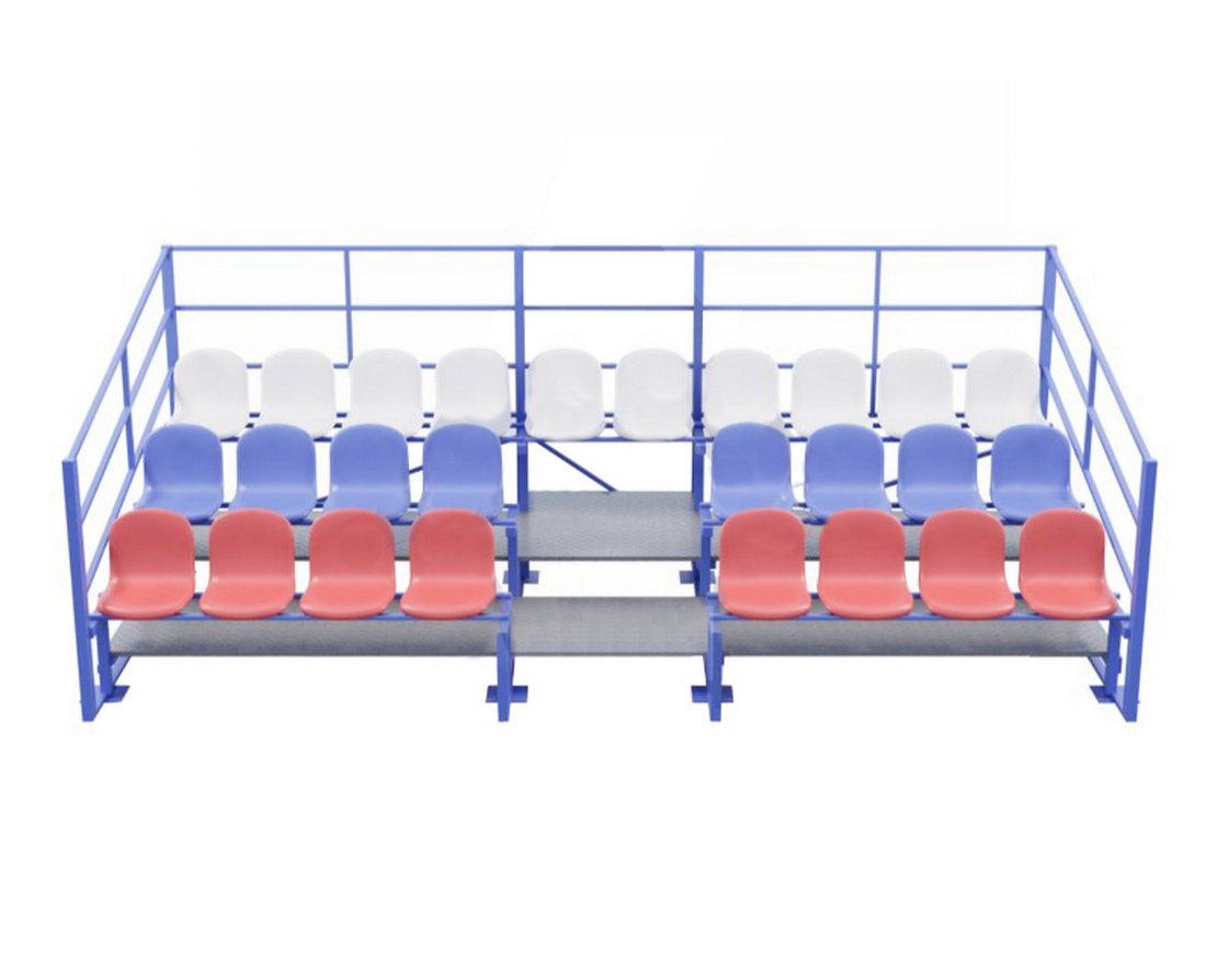 Трибуна 3-х рядная пластиковые сидения, 26 мест T009