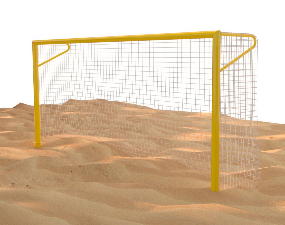 Ворота для пляжного футбола 5,5х2,2 м, алюминиевый профиль 100х120 мм, стационарные, с консолью для натяжения сетки